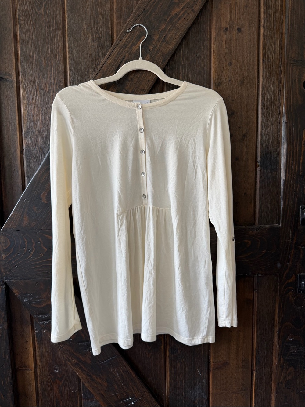 NWT J. Jill Ivory Tunic Knit Top Long Sleeve Roll Tab Sleeve Stretch Cotton SZ S